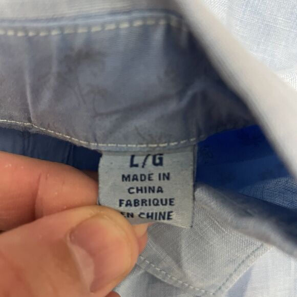 Tommy Bahama Men's Large Light Blue Linen Long Sleeve Button-Front Shirt - Picture 7 of 9
